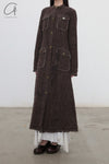 Mutedance 24 Autumn and Winter Button Slim Fit Wool Long Coat MD-MD24FW14-BROWN